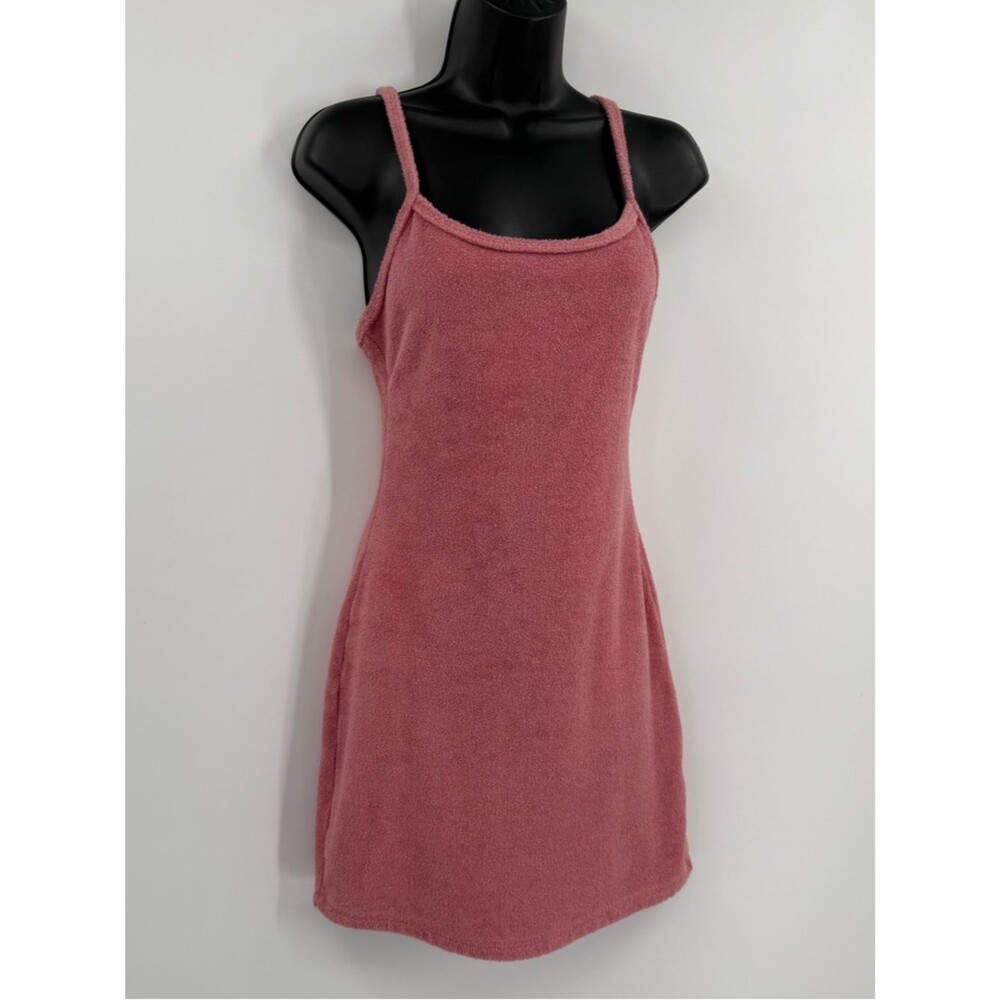 Abercrombie & Fitch Towel Terry Spaghetti Strap Mini Dress | Pink | XS